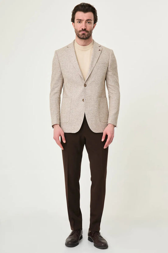 Abilene Camel Slim Fit Linen Blazer