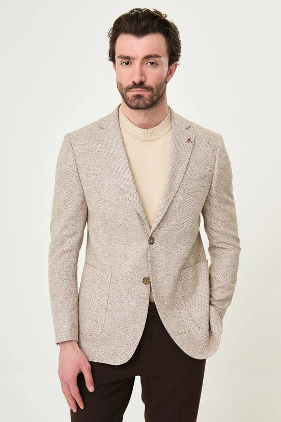 Abilene Camel Slim Fit Linen Blazer