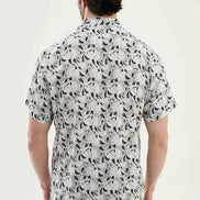 Abilene Gray Abstract Floral Print Short Sleeve Shirt