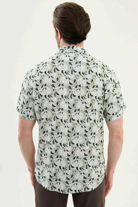 Abilene Green Abstract Floral Print Short Sleeve Shirt
