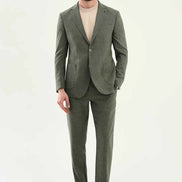 Abilene Green Crosshatch Linen Suit