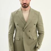 Abilene Green Double Breasted Linen Blazer