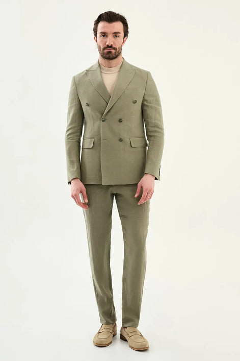 Abilene Green Double Breasted Linen Blazer