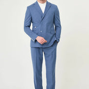 Abilene Indigo Hidden Button Double Breasted Suit