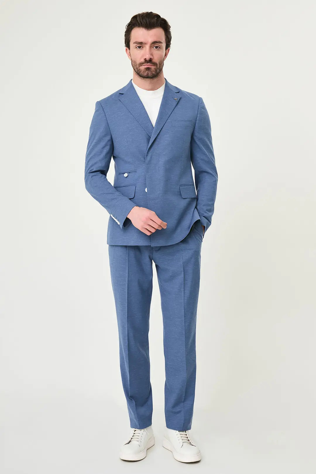 Abilene Indigo Hidden Button Double Breasted Suit