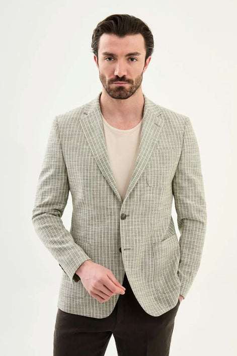Abilene Khaki Pinstripe Cotton Blazer