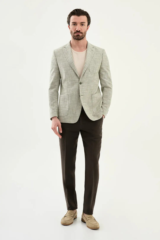 Abilene Khaki Pinstripe Cotton Blazer