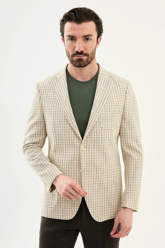 Abilene Khaki Plaid Cotton Blazer