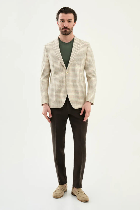 Abilene Khaki Plaid Cotton Blazer