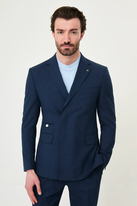 Abilene Navy Blue Hidden Button Double Breasted Suit