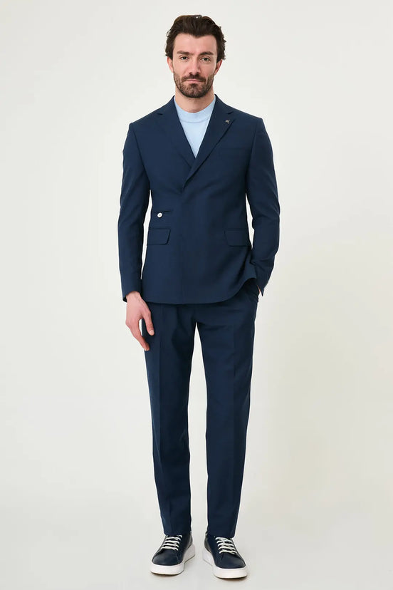 Abilene Navy Blue Hidden Button Double Breasted Suit