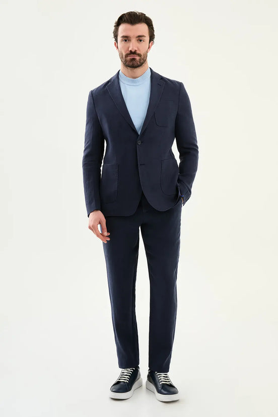 Abilene Navy Blue Linen Blazer