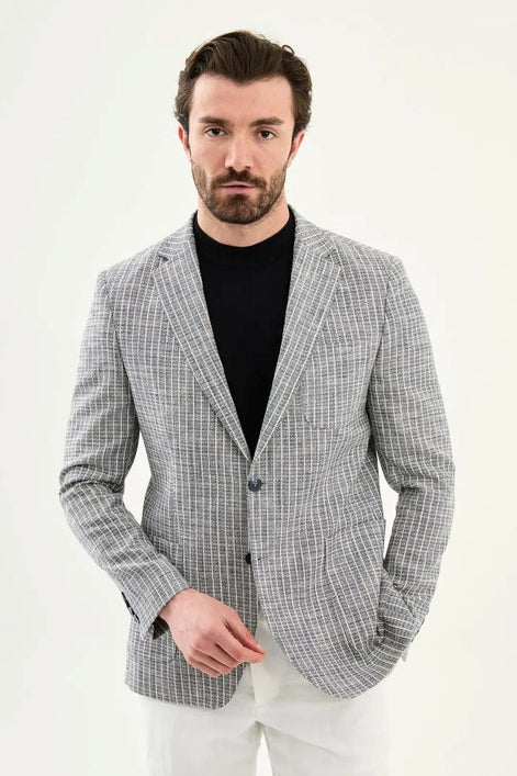 Abilene Navy Blue Pinstripe Cotton Blazer