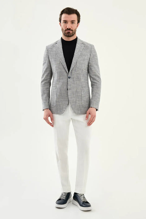 Abilene Navy Blue Pinstripe Cotton Blazer