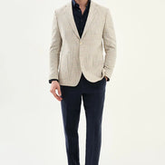 Abilene Navy Blue Plaid Cotton Blazer