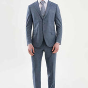 Abilene Navy Blue Slim Fit Cotton Suit