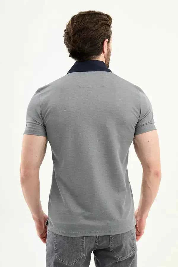 Abilene Navy Blue Slim Fit Short Sleeve Pique Polo Shirt