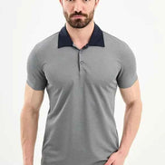Abilene Navy Blue Slim Fit Short Sleeve Pique Polo Shirt