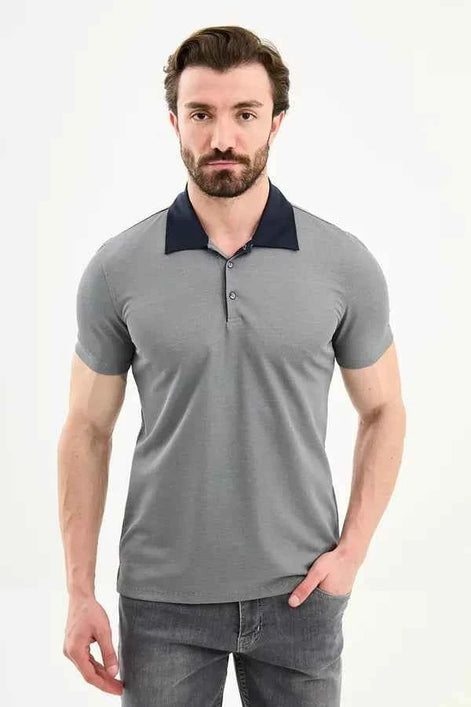 Abilene Navy Blue Slim Fit Short Sleeve Pique Polo Shirt