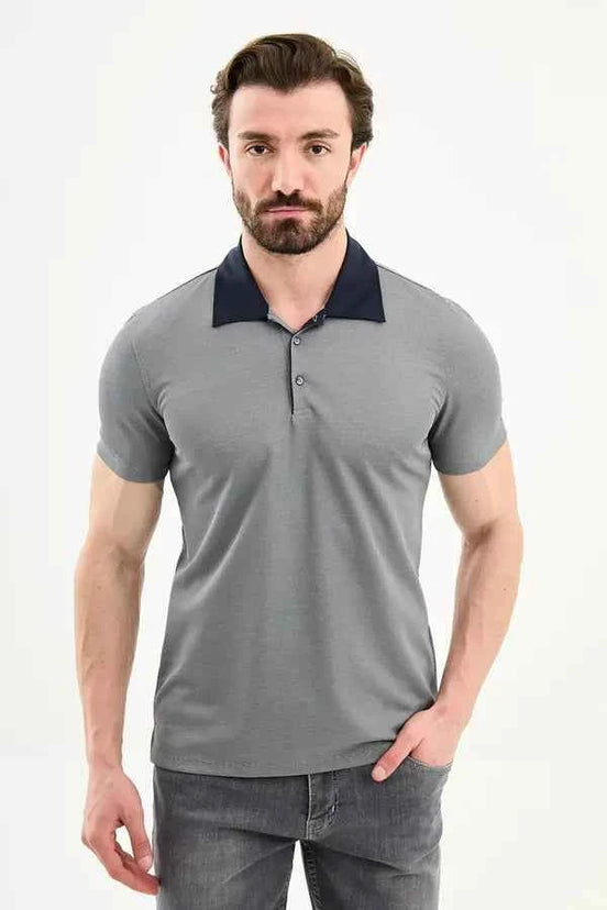 Abilene Navy Blue Slim Fit Short Sleeve Pique Polo Shirt