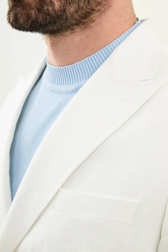 Abilene Off White Double Breasted Linen Blazer