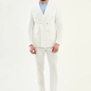 Abilene Off White Double Breasted Linen Blazer