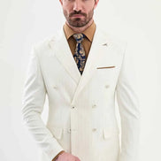 Abilene Off White Pinstripe Double Breasted Suit