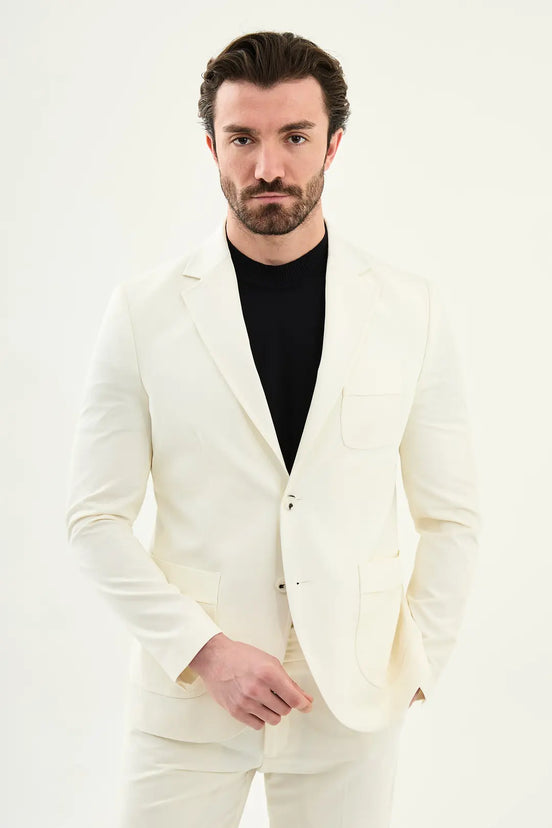 Abilene Off White Slim Fit Blazer