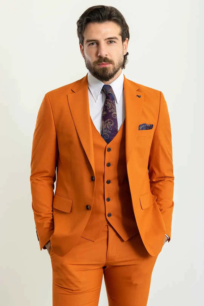 Abilene Orange Slim Fit Wool Suit