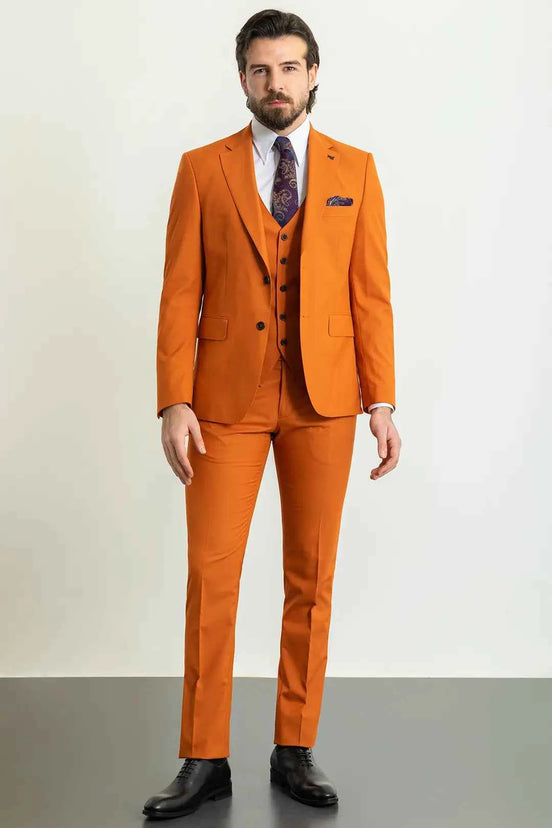 Abilene Orange Slim Fit Wool Suit