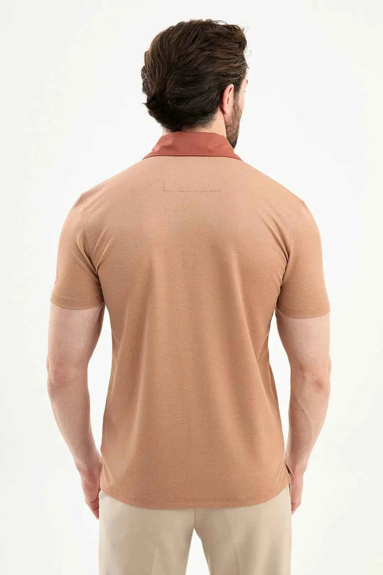 Abilene Rust Brown Slim Fit Short Sleeve Pique Polo Shirt