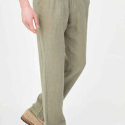 Abilene Sage Green Pleated Linen Trousers