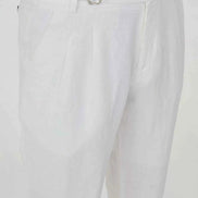 Abilene White Pleated Linen Trousers