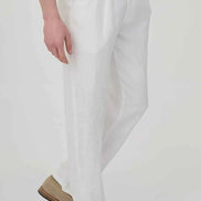 Abilene White Pleated Linen Trousers