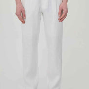 Abilene White Pleated Linen Trousers