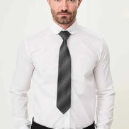 Abilene White Slim Fit Long Sleeve Pin Collar Dress Shirt
