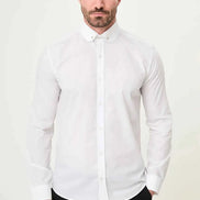 Abilene White Slim Fit Long Sleeve Pin Collar Dress Shirt