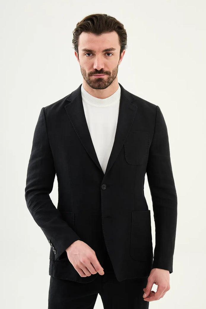 Abilene Black Linen Blazer