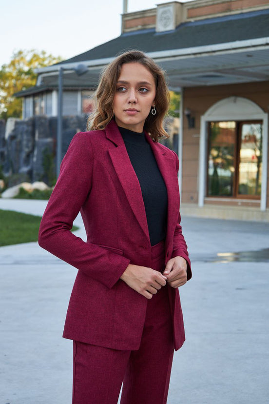 Burgundy Wool Suit or Women