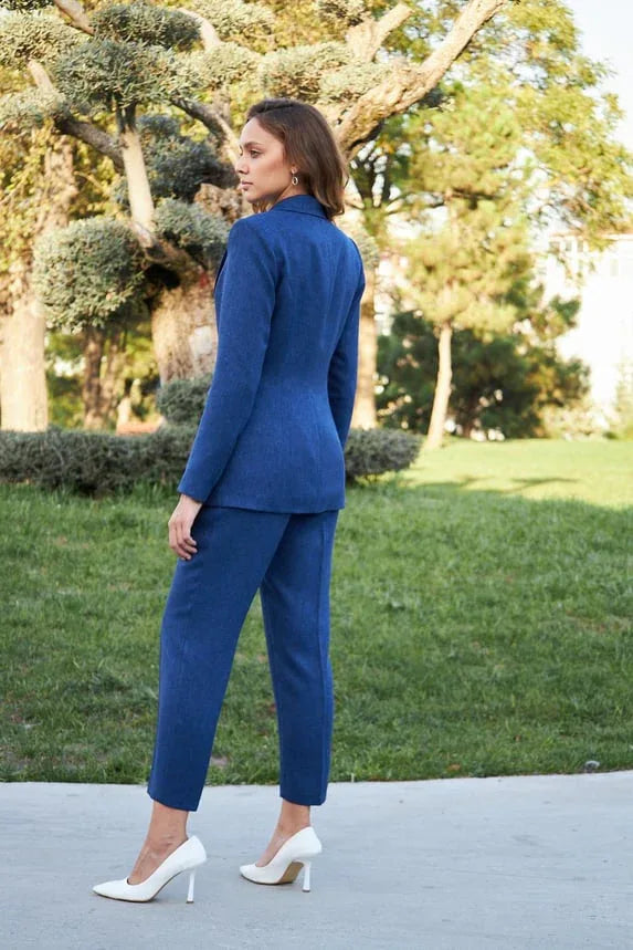 Navy Blue Wool Suit for Women
