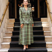 Green Skirt Plaid Suit