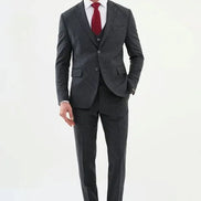 Ames Houndstooth Wool Navy Blue 3 Piece Suit