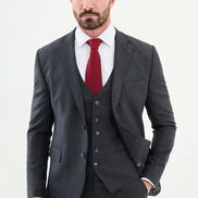 Ames Houndstooth Wool Navy Blue 3 Piece Suit