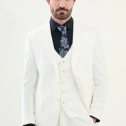 Ames 3 Piece Wool White Suit