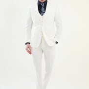 Ames 3 Piece Wool White Suit