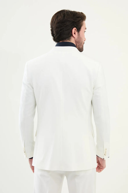 Ames 3 Piece Wool White Suit
