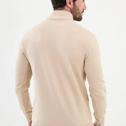 Ames Mock Turtleneck Wool Sweater - Beige