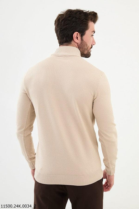Ames Mock Turtleneck Wool Sweater - Beige