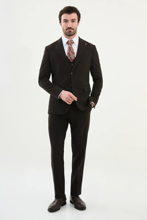 Ames Wool Brown 3 Piece Suit