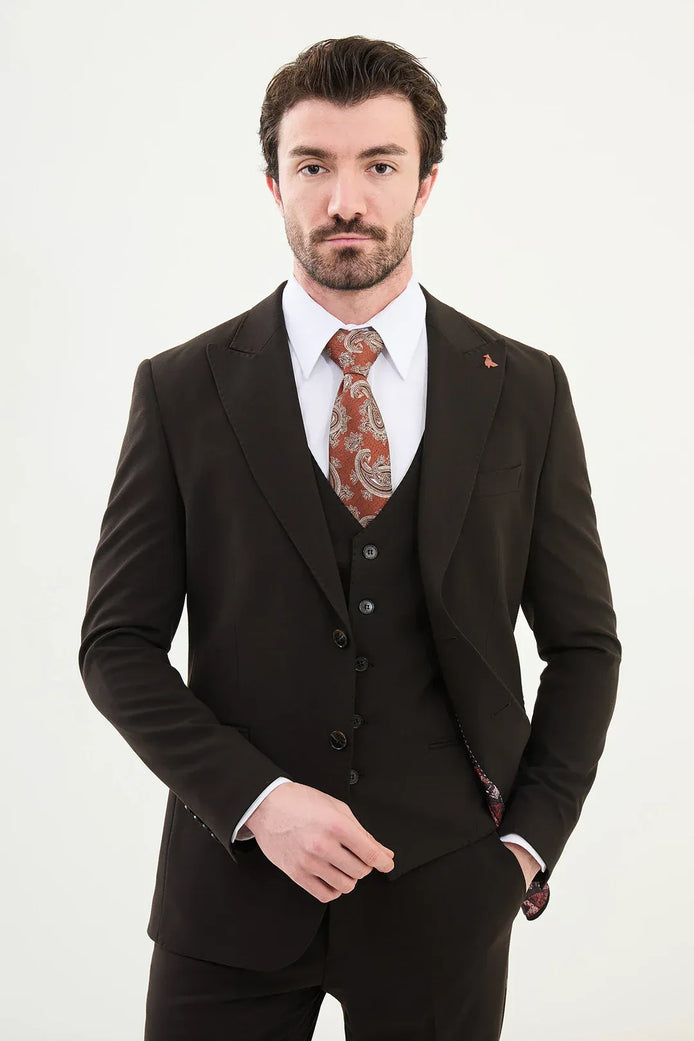 Ames Wool Brown 3 Piece Suit